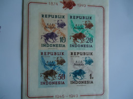 INDONESIA   MNH  STAMPS IMPERFORATE ANIMALS  SHEET 1949 UPU - Indonesië