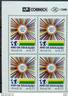 C 2004 Brazil Stamp Year Of Education 1996 Block Of 4 Vignette Correios - Unused Stamps