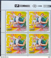 C 1997 Brazil Stamp 100 Years Olympic Games Atlanta 1996 Gymnastics Block Of 4 Vignette Correios - Nuovi