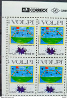 C 1988 Brazil Stamp 100 Years Alfredo Volpi Art 1996 Block Of 4 Vignette Correios - Unused Stamps