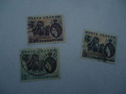 KENYA  UGANDA TANGANYIKA   3  USED STAMPS  ANIMALS ELEPHANTS - Elefanten