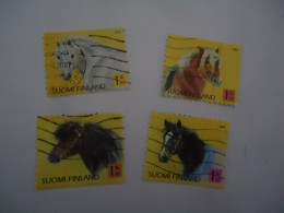 FINLAND  USED   4 ANIMALS  HORSES - Chevaux