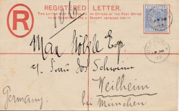 Gibraltar: 1892: Brief Nach Weilheim/München-Einschreiben - Gibraltar