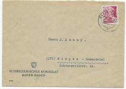 Franz. Zone: 1949: Konsulatspost Ohne Zuschlag-Marke. Schweizerisches Konsulat - Baden