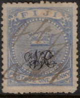 FIJI 1876 QV 1d Grey Blue VR Laid Paper SG31 Cancelled - Fiji (...-1970)