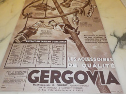 ANCIENNE PUBLICITE TABLEAU D ALLUMAGE BOUGIE  DE GERGOVIA  1938 - Autres & Non Classés