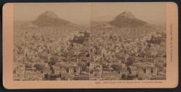 Stereo-Fotografie B. W. Kilburn, Littleton N.H., Ansicht Athen, Bird`s-eye View To Athens From Acropolis  - Stereoscopio