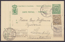 Luxembourg - EP CP 5c Vert Repiqué "Pharmacie Kuborn" + 3c Càpt DIEKIRCH /2-7.1913 Pour LUXEMBURG - Càpt Arrivée LUXEMBO - Postwaardestukken