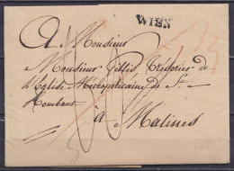 L. Datée 9 Mai 1827 De VIENNE Pour Trésorier De L'Eglise Métropolitaine De St-Rombault à MALINES - Griffe "WIEN" - 1815-1830 (Hollandse Tijd)