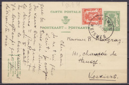 EP CP 35c Vert (N°425) Trilingue (FR-NL-DE) + N°419 Càd WAIMES /31-7-1939/ WEISMES Pour VERVIERS - Postcards 1934-1951