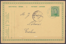 CP Carte-réponse 5c Vert (N°137) Càd Fortune Bleu MOERKERKE /20 III 19 Pour Notaire à EECLOO - Postkarten 1871-1909