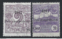 1917 SAN MARINO, N° 51/52  2 Valori  MNH/** - Andere & Zonder Classificatie