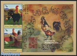 New Zealand 2005 Year Of The Rooster S/s, Mint NH, Nature - Various - Animals (others & Mixed) - Birds - Cattle - Poul.. - Ongebruikt