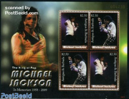 Antigua & Barbuda 2009 Michael Jackson 4v M/s, Mint NH, Performance Art - Michael Jackson - Music - Popular Music - Musica