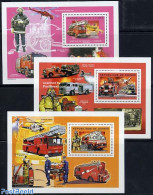Guinea, Republic 2004 Fire Fighters 3 S/s, Mint NH, Transport - Automobiles - Fire Fighters & Prevention - Helicopters.. - Cars