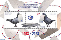 Slovakia 2023 Post, Czech Joint Issue S/s, Mint NH, Nature - Various - Birds - Post - Joint Issues - Neufs