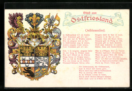 Künstler-AK Ostfriesland, Ostfriesenlied, Ritterhelm Und Wappen  - Genealogia