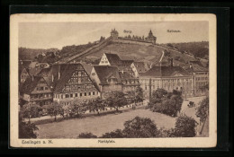 AK Esslingen A. N., Marktplatz Mit Rathaus Und Blick Zur Burg  - Esslingen