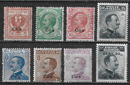 DODECANESE 1912 Black Overprint COS On Italian Stamps Vl. 1 / 7 - 8 - Dodécanèse