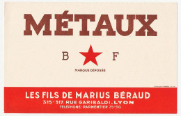 Buvard 20.9 X 13.5 Métaux B * F  Les Fils De Marius Béraud Lyon - M