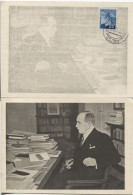 Tschechoslowakei Bustehrad 10.6.45 Benes-Fotokarte Sonderstempel Zerstörung Von Lidice - Lettres & Documents