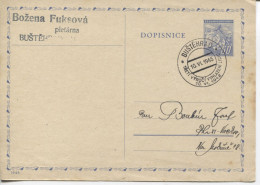 Tschechoslowakei Bustehrad 10.6.45 Ganzsache Sonderstempel Zerstörung Von Lidice - Lettres & Documents