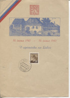 Tschechoslowakei Bustehrad 10.6.45 Braunes Gedenkblatt Sonderstempel Zerstörung Von Lidice - Cartas & Documentos