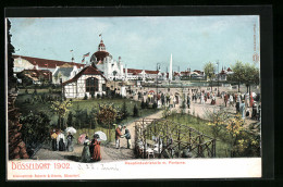 AK Düsseldorf, Industrie- & Gewerbe-Ausstellung 1902, Hauptindustriehalle Mit Fontaine  - Expositions