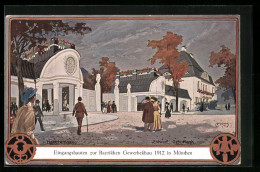 Künstler-AK München, Eingangsbauten Zur Bayrischen Gewerbeschau 1912, Haupteingang  - Expositions