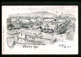 AK Vevey, Exposition 1901, Totale Mit Mont Pélerin, Ausstellung  - Vevey