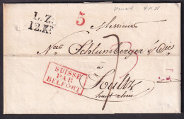 Lettre Uznach Du 09.11.1835- L.Z./12Kr - Suisse Par Belfort-> Soultz Avec Contenu Mr Schlumberger Et Cie Guebwiller (HB) - 1921-1960: Moderne