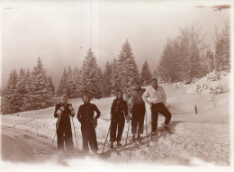 Photographie Photo Vintage Snapshot Groupe Sport Ski Skiing Suisse Switzerland  - Deportes