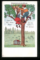 Lithographie Struwwelpeter, Seht, Die Bösen Kinder Steigen Zu Den Nestlein In Den Zweigen, Kinderbuch Von H. Hoffmann  - Used Stamps