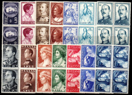 2933. GREECE,1956 ROYAL FAMILIES PART I HELLASM 760-773 MNH BLOCKS OF 4 - Unused Stamps
