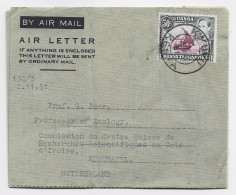 UGANDA 50C SOLO LETTRE AIR LETTER AIR MAIL COVER KIKUYU 1951 TO  HELVETIA SUISSE - Kenya, Oeganda & Tanganyika