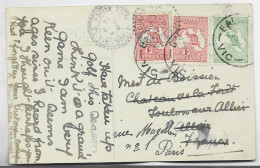 AUSTRALIA KANGOROOS 1DX2+1/2D CARD ALONG LAKE WENDOUREE BALLARAT 1914 TO FRANCE - Lettres & Documents