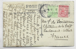 SOUTH AUSTRALIA ONE PENNY +1/2D CARD ADELAIDE 1906 TO FRANCE - Brieven En Documenten