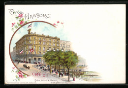 Lithographie Hamburg-Neustadt, Partie Am Café Ott  - Mitte