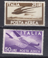 Y6109 - ITALIA AEREA Ss N°133/34 - ITALIE AERIENNE Yv N°119+121 ** Gomme Brunite - Luftpost