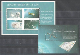 B1215 Grenada Space 125Th Anniversary Upu Mail From Space 1Kb+1Bl Mnh - Altri & Non Classificati