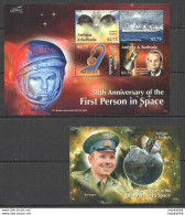 Pm056 2011 Antigua & Barbuda Space Yuri Gagarin #4953-56 Michel 14 Eu Bl+Kb Mnh - Autres & Non Classés