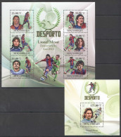 B1138 2010 Mozambique Sport Football World Best Player Lionel Messi 1Kb+1Bl Mnh - Other & Unclassified