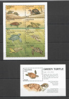 B1199 Maldives Green Turtles Animals Fauna Marine Life Reptiles 1Kb+1Bl Mnh - Meereswelt