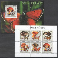 B1224 2003 S.Tome & Principe Butterflies Mushrooms Fauna Kb+Bl Mnh - Vlinders