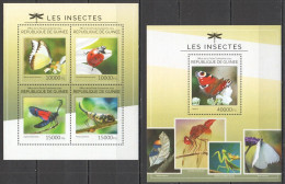 B1136 2014 Guinea Fauna Butterflies Insects 1Kb+1Bl Mnh Stamps - Vlinders