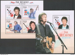 Tg824 2012 Togo Famous People Music Singer Paul Mccartney Bl+Kb Mnh - Autres & Non Classés