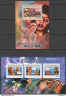 Bc134 2012 Guinea Music Singer Tribute To Mary Blige Michael Jackson Kb+Bl Mnh - Musique