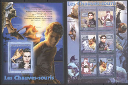 B1085 2008 Guinea Bats Vampires Dracula Christian Bale Animals 1Kb+1Bl Mnh - Sonstige & Ohne Zuordnung