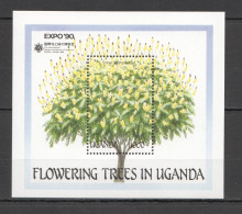 B1089 Uganda Flora Flowers Flowering Trees In Uganda Expo 90 1Bl Mnh - Autres & Non Classés