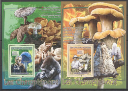 B1078 2008 Guinea Flora Nature Mushrooms Albert Schweitzer Gorillas 2Bl Mnh - Champignons